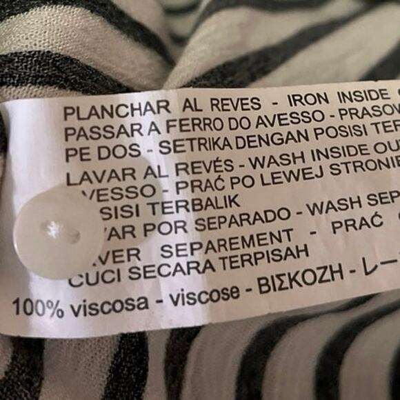 Zara TRF White Black Striped Faux Wrap V-neck Long Sleeve Blouse Top Size XS - Picture 5 of 5